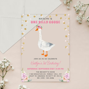 Invitations En Acrylique Une Fille One Silly Goose 1er Anniversaire