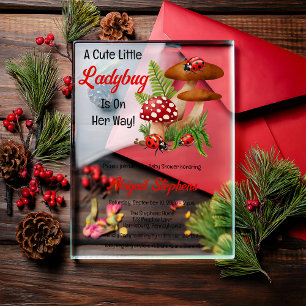 Invitations En Acrylique Une jolie petite coccinelle arrive Baby Shower
