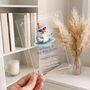 Invitations En Acrylique Une oie sotte fête d'anniversaire