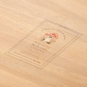 Invitations En Acrylique Une petite fête champignon Baby Shower d'automne