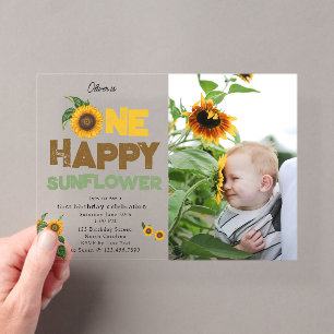 Invitations En Acrylique Une photo d'anniversaire du premier été de Tournes
