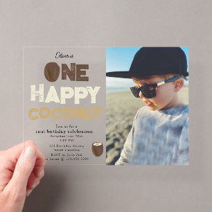 Invitations En Acrylique Une photo de 1er anniversaire d'été d'un coco heur