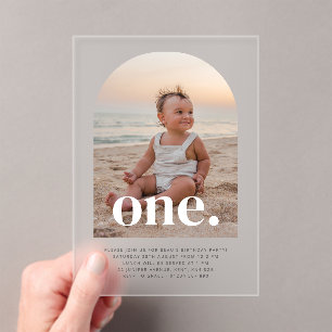 Invitations En Acrylique Une photo en arc Premier anniversaire