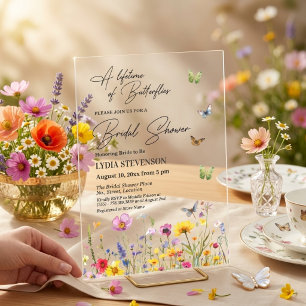 Invitations En Acrylique Une vie de papillons Fête de mariage champêtre de