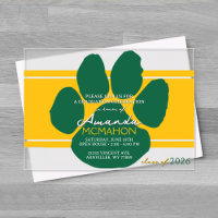 Unique Gold & Green Graduation Pawprint Élégant