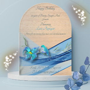 Invitations En Acrylique vague bleue 50 ans Anniversaire acrylique invitati