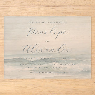 Invitations En Acrylique Vagues tranquilles de la plage bleue