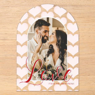 Invitations En Acrylique Valentines Jour Arc Carte photo personnalisé