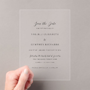 Invitations En Acrylique Valerie Mariage traditionnel Enregistrer la date