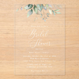Invitations En Acrylique Verdure, Eucalyptus Feuilles, Boho, Fête des marié
