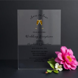 Invitations En Acrylique Verres à Champagne pour Mariage en l'Honneur de l'