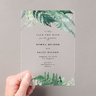 Invitations En Acrylique Vert feuillu Élégant Printemps vert Enregistrer la