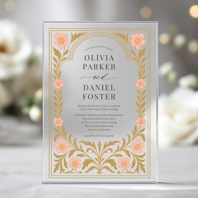 Invitations En Acrylique Victorian Floral Art Nouveau Wedding (Créateur téléchargé)