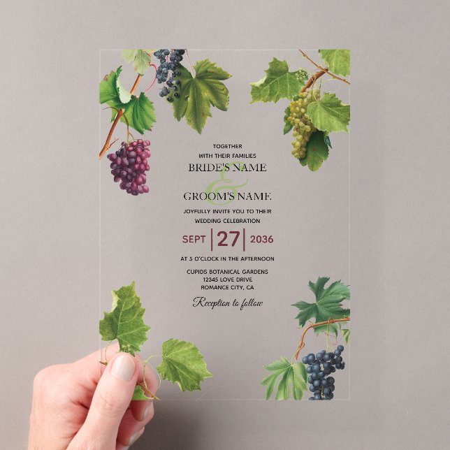 Invitations En Acrylique Vignoble de raisins Méditerranée Grec Mariage (In situ (ordinateur de poche))