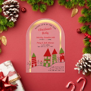 Invitations En Acrylique village enneigé à Noël givré