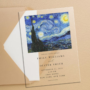 Invitations En Acrylique Vincent Van Gogh Mariage de nuit Starry