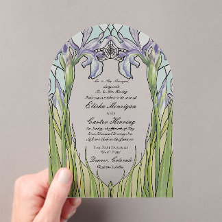 Invitations En Acrylique Vintage Iris Stained Glass Effect Wedding 