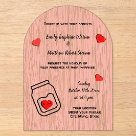 Invitations En Acrylique Vintage mason jar wood grain theme wedding