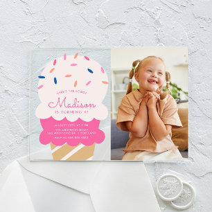 Invitations En Acrylique Voici la Glace Photo de Crème Glacée Fête d'Annive