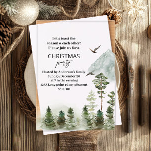 Invitations En Acrylique "Watercolor Winter Forest Deer Christmas Party  