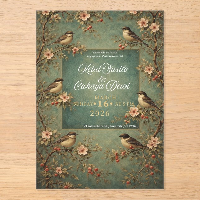 Invitations En Acrylique wedding birds (Recto)