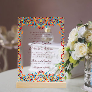 Invitations En Acrylique Whimsical Luxury ivoire Floral Style Mariage front