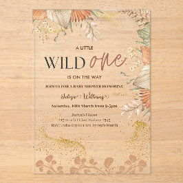 Invitations En Acrylique Wild One Baby shower fleur sauvage