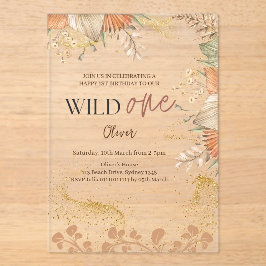 Invitations En Acrylique Wild One retro thème boho Premier anniversaire