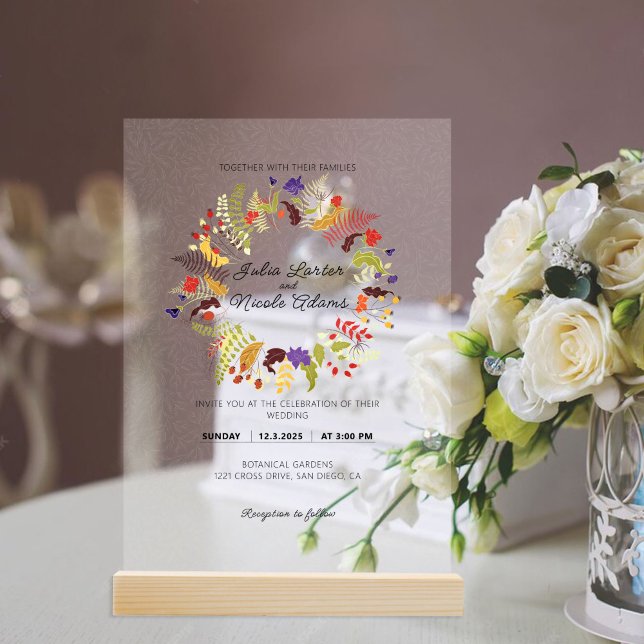 Invitations En Acrylique Wild Rose Woods Exotic Flower Garden Mariage (Créateur téléchargé)