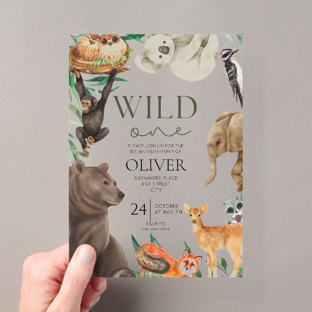 Invitations En Acrylique Wild un safari thème acrylique premier anniversair (In situ (ordinateur de poche))