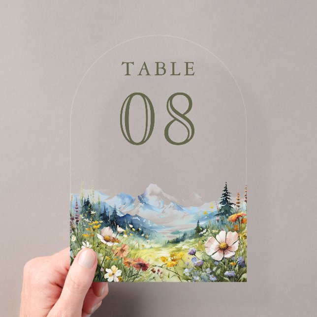 Invitations En Acrylique Wildflower Meadow Wedding Acrylic Table Number (In situ (ordinateur de poche))