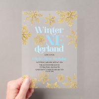Winter Onederland Blue Gold Snowflake 1er annivers