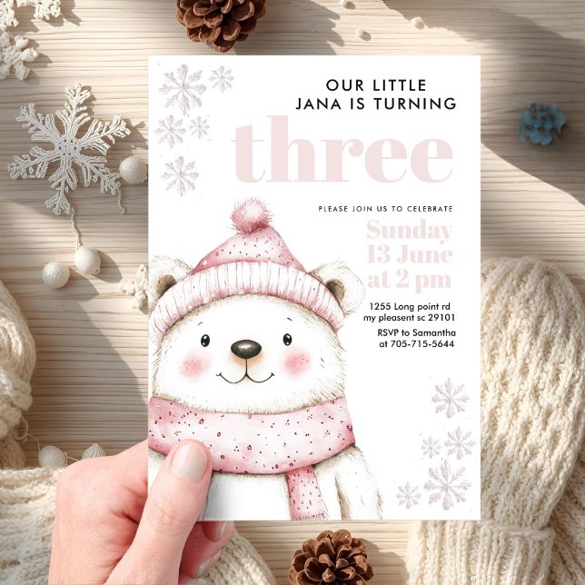 Invitations En Acrylique Winter Wonderland White Bear Acrylique Anniversair (Créateur téléchargé)