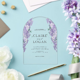 Invitations En Acrylique Wisteria Dusty Purple Mariage d'aquarelle