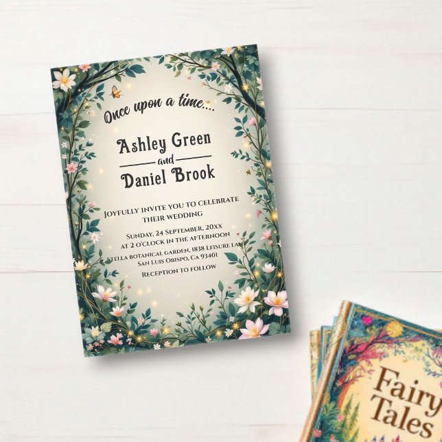 Invitations En Acrylique Woodland Enchanted Forest Floral Fairytale Wedding (Créateur téléchargé)