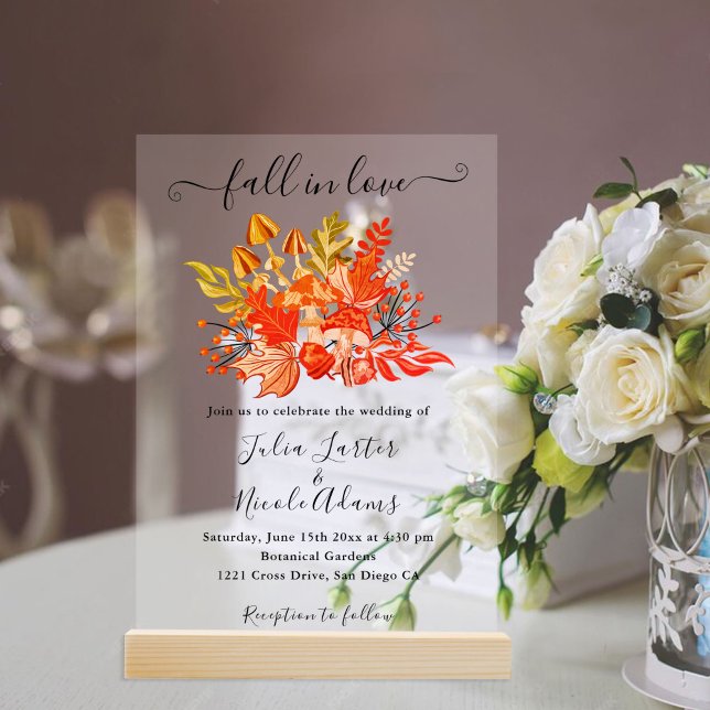 Invitations En Acrylique Woodland Fall Mushroom Wildflower Wedding (Créateur téléchargé)