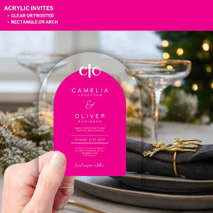 Invitations En Acrylique Zazzle Acrylique Mariage Hot rose blanc Arch