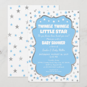 Invitations en argent bleu Baby shower Twinkle Sta
