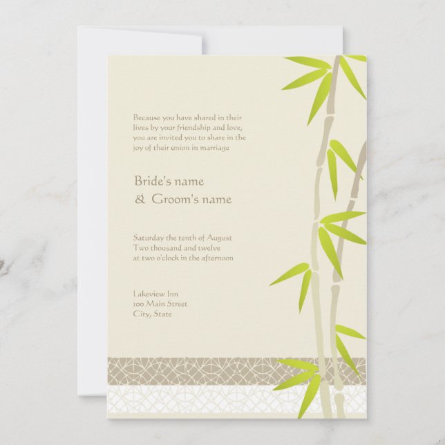 Invitations en bambou de mariage de conception (Devant)