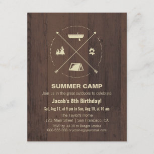 Invitations en bois de fête d'anniversaire de