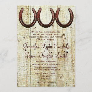 Invitations en bois de mariage de grange