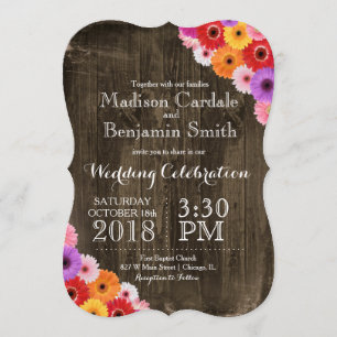Invitations en bois de mariage de grange rustique