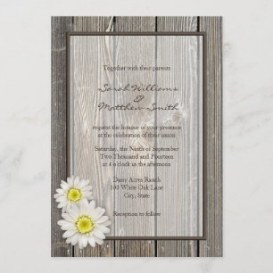 Invitations en bois de mariage de marguerite de