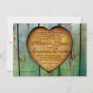 Invitations en bois de mariage de pays de grange