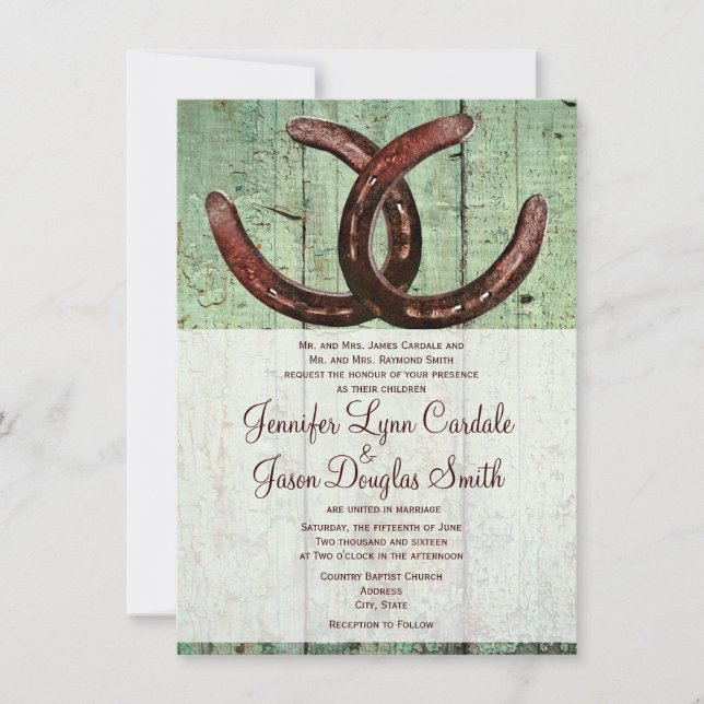 Invitations en bois de mariage de pays rustique de (Devant)