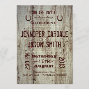Invitations en bois de mariage de typographie de