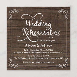 Invitations en bois rustiques de dîner de