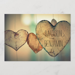 Invitations en bois rustiques de mariage