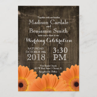 Invitations en bois rustiques de mariage de