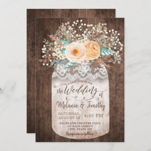 Invitations en bois rustiques de mariage de Boho